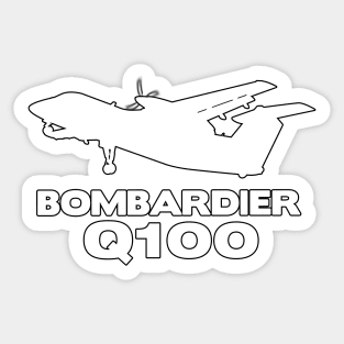 Bombardier Q100 Silhouette Print (White) Sticker